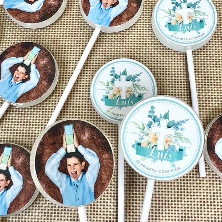 Piruleta de 4 cm con papel comestible por los dos lados