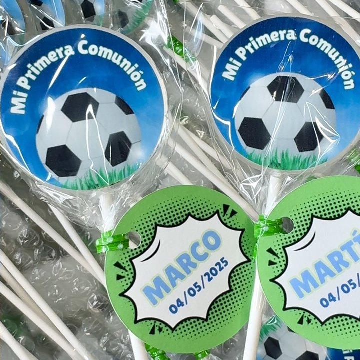 Piruleta de 5 cm con papel comestible encima
